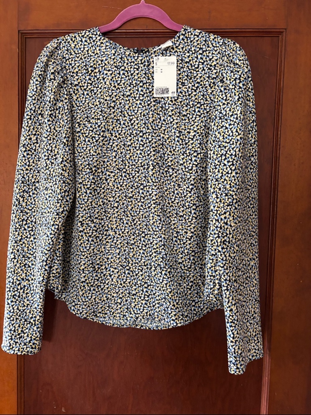 H&M Blue and Yellow Petite Floral Long-Sleeve Tee
